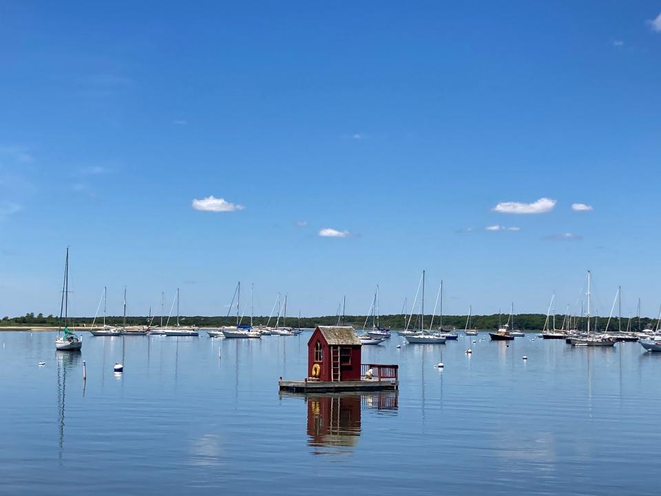 Peaceful Red Brook Harbor as seen from the Dimmick Waterfront Scenic Vista along the Cataumet Greenway.