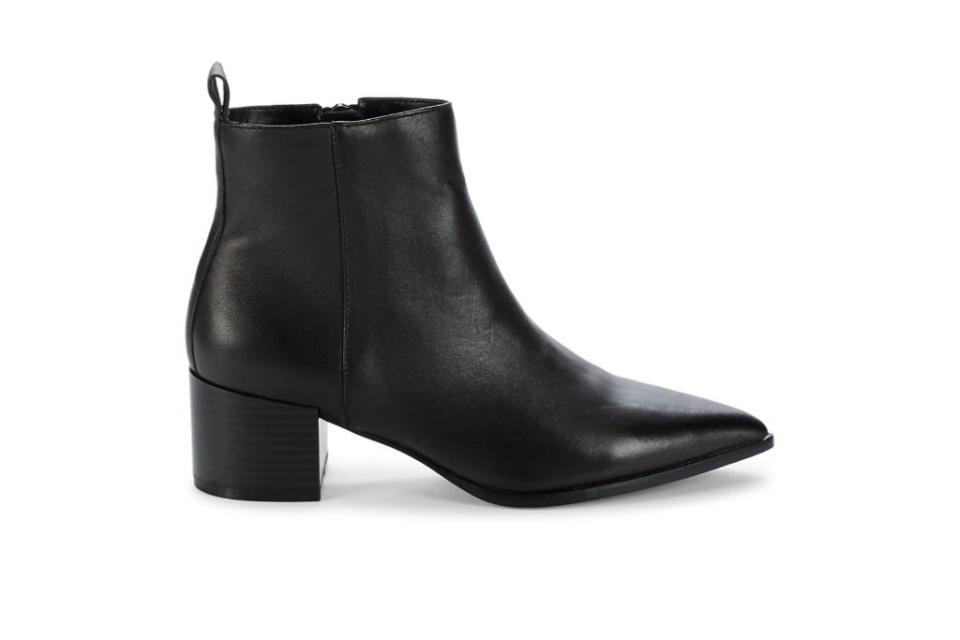 Saks Fifth Avenue Emerson Stacked Heel Leather Booties