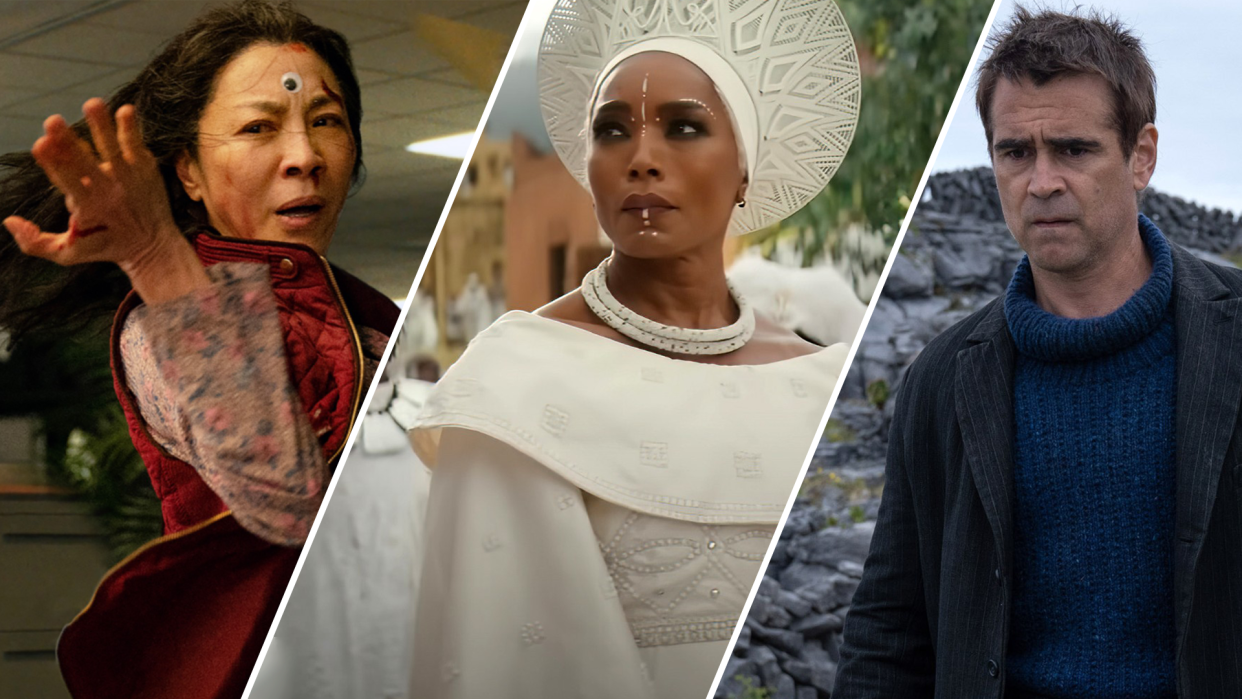 Michelle Yeoh in Everything Everywhere All At Once; Angela Bassett in Black Panther: Wakanda Forever; Colin Farrell in The Banshees of Inisherin 