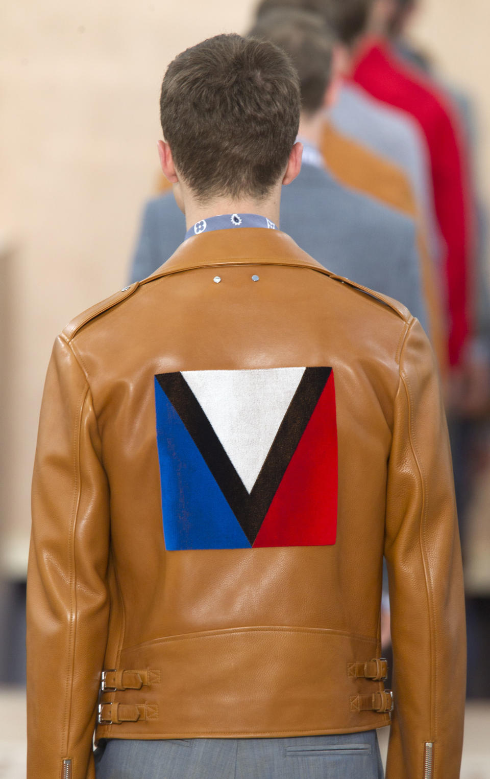 A model wears a creation by British fashion designer Kim Jones for Louis Vuitton's Spring-Summer 2014 men's collection presented Thursday, June 27, 2013 in Paris. (AP Photo/Jacques Brinon)