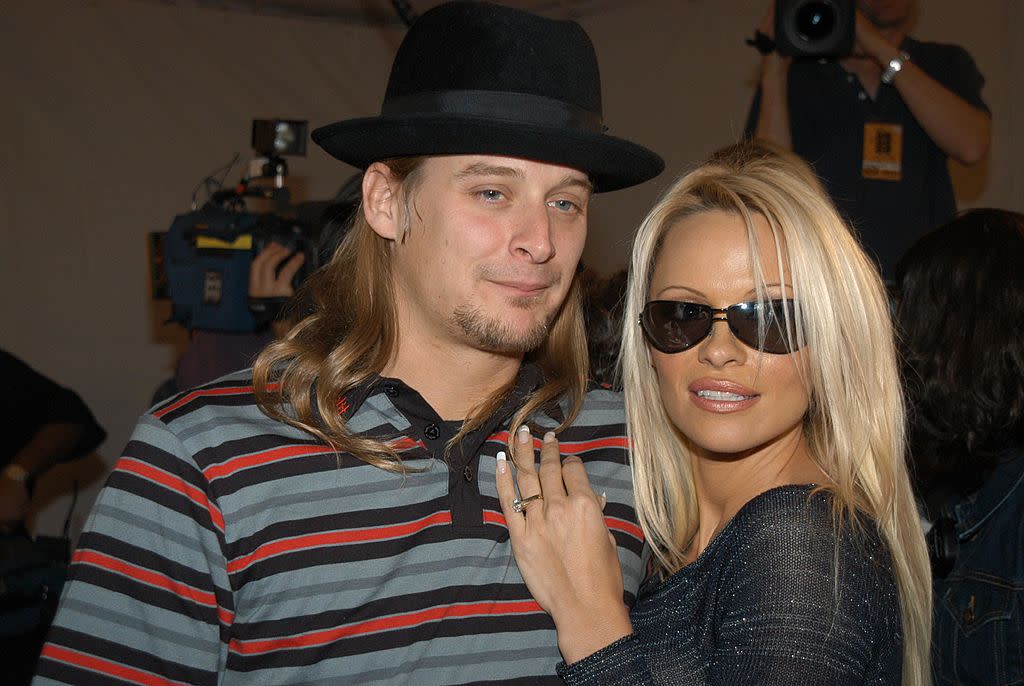 Kid Rock & Pamela Anderson during VH1 Big in 2002 Awards - Arrivals at Grand Olympic Auditorium in Los Angeles, CA, United States.