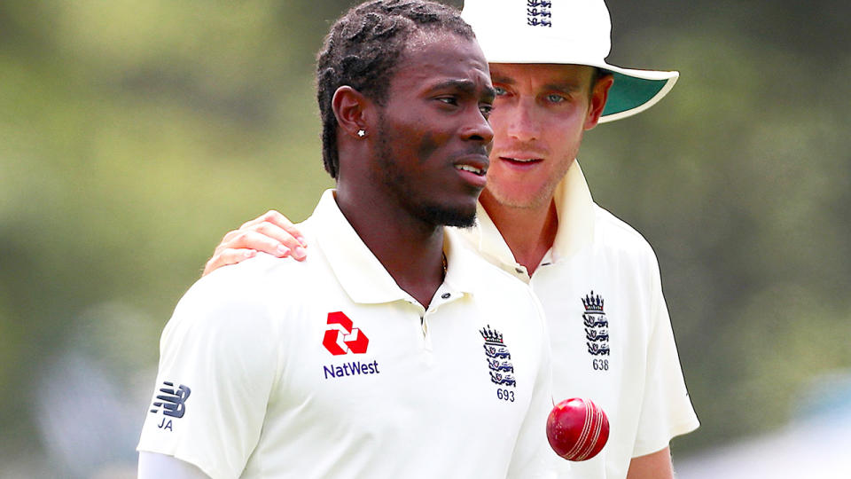 New Zealand Cricket has referred their investigation of racist abuse directed at England's Jofra Archer in a recent Test match to police. (Photo by DAVID GRAY/AFP via Getty Images)