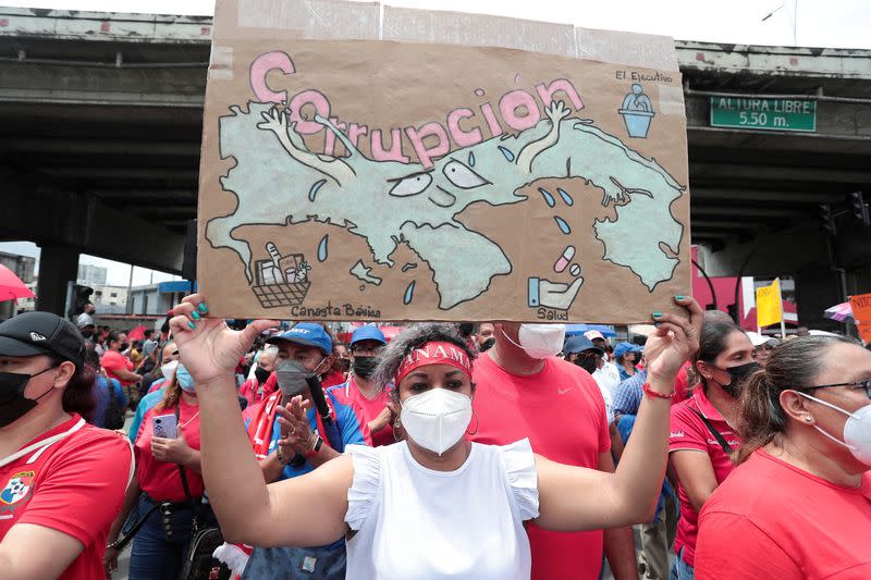 FILE PHOTO: Demonstrators protest over fuel price hikes, in Panama City