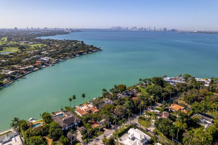 an island on which is located the most expensive home currently for sale in Florida, 18 La Gorce Circle in Miami Beach