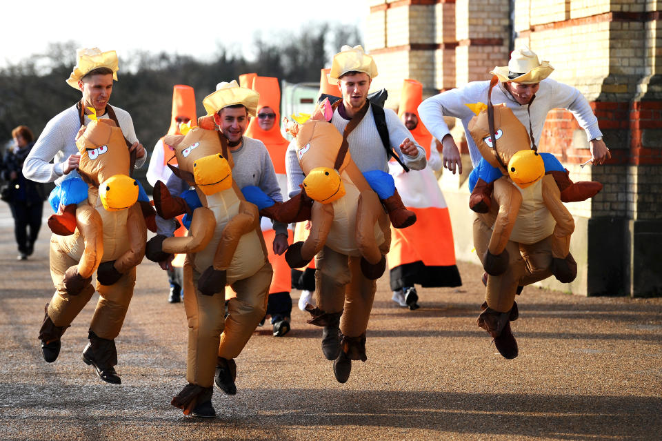 These fans were racing to the darts... (Photo by Alex Burstow/Getty Images)