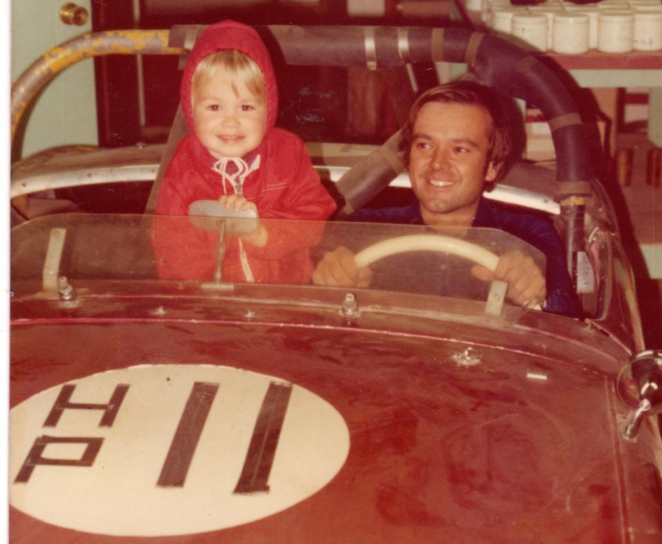 The author receiving an early driving lesson from his dad (Photo: Courtesy of Graham Summerlee)