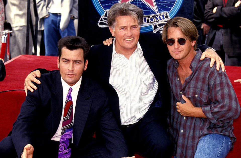 Martin Sheen with sons Charlie Sheen and Emilio Estevez at an event