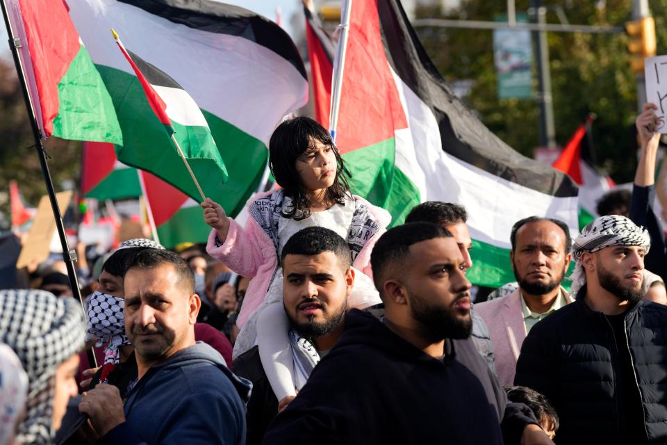 Thousands took part in a rally for Palestine, in Paterson, Sunday, October 22, 2023.