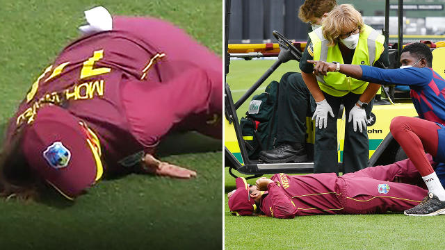 Anisa Mohammed, pictured here after suffering a hamstring injury in the West Indies&#39; World Cup semi-final against Australia.