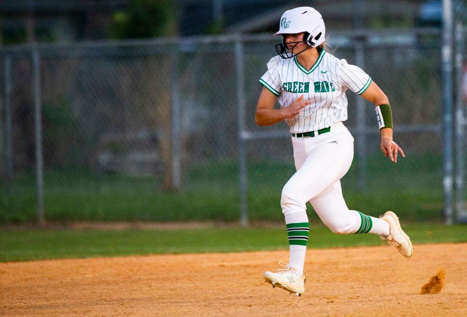 Fort Myers' Lexi Consalazio (2) runs to second base during the softball game between North Fort Myers and Fort Myers on Tuesday, May 17, 2022 in Fort Myers, Fla.