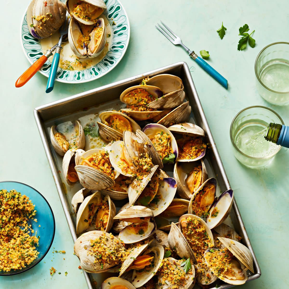 roasted clams with lemony panko