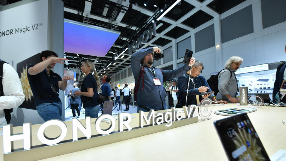 IFA attendees visit the Honor booth at IFA 2023