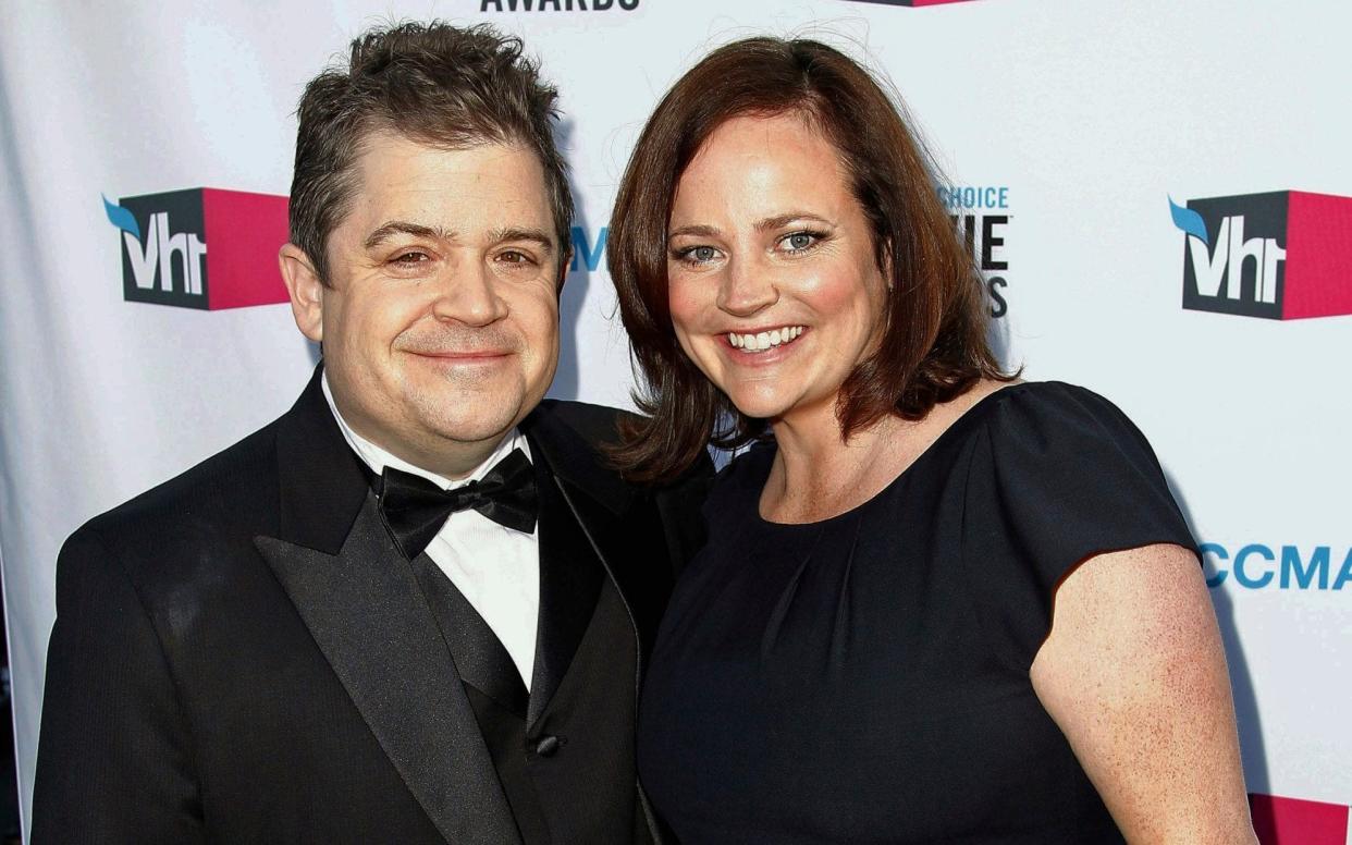 Comedian Patton Oswalt and his wife Michelle McNamara arrive at the 17th annual Critics' Choice Movie Awards in Los Angeles in 2012 - AP