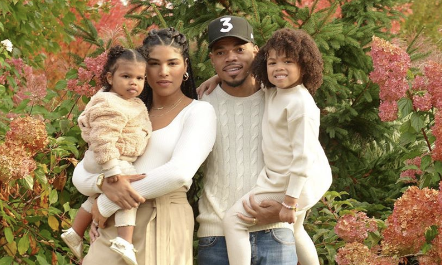 Chance the Rapper and wife, Kristen Corley Bennett pose with daughters Kensli, 5, and Marli, who is almost 1 years old. (Photo: Instagram)