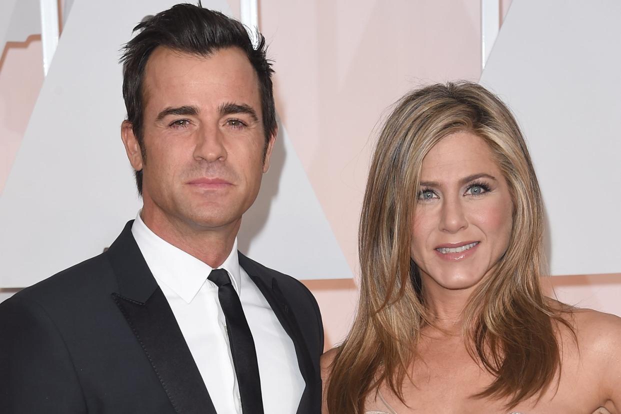 Happier days: Theroux reportedly moved into Aniston's guest house after they hit rocky waters: Jason Merritt/Getty
