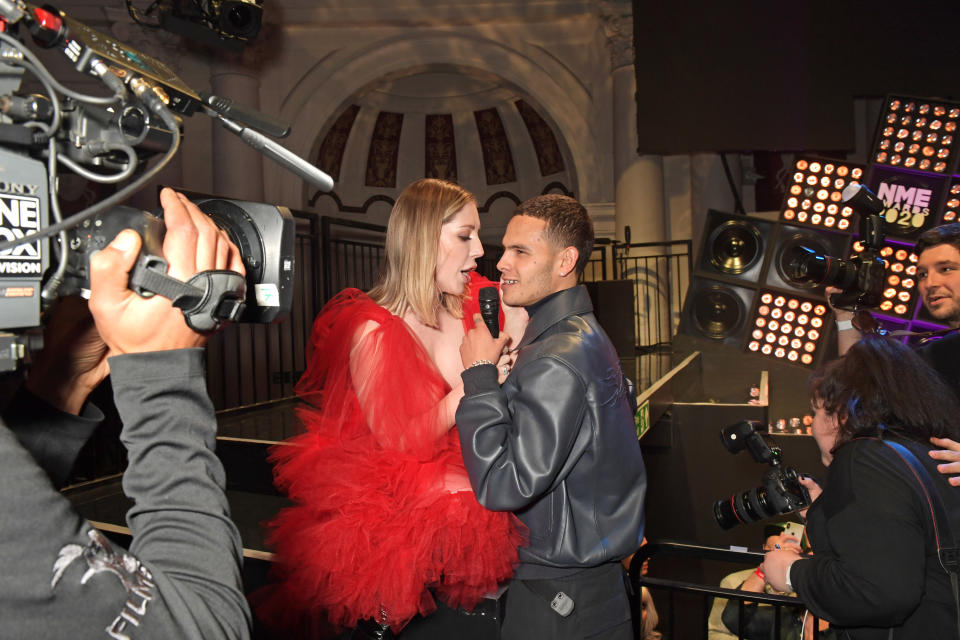 LONDON, ENGLAND - FEBRUARY 12:  Katherine Ryan and Slowthai attend The NME Awards 2020 at the O2 Academy Brixton on February 12, 2020 in London, England.  (Photo by David M. Benett/Dave Benett/Getty Images)