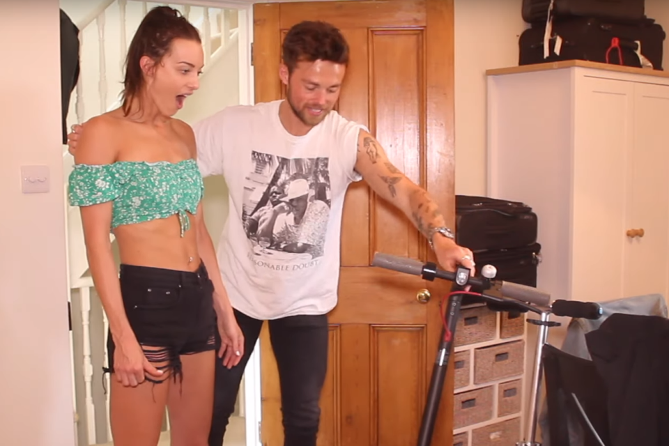 Emily Hartridge's boyfriend, Jacob Hazell, gave her the two scooters as a birthday present. (YouTube / Emily Hartridge)