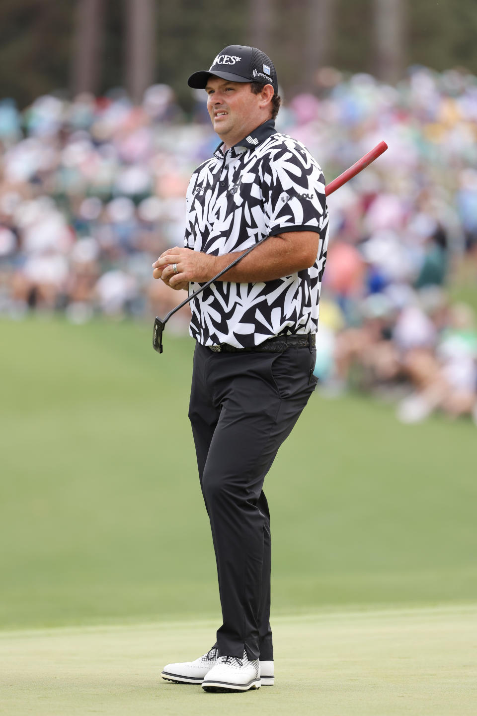 AUGUSTA, GEORGIA - APRIL 10: Patrick Reed of the United States looks on from the second green during the Par Three Contest prior to the 2024 Masters Tournament at Augusta National Golf Club on April 10, 2024 in Augusta, Georgia. (Photo by Jamie Squire/Getty Images) (Photo by Jamie Squire/Getty Images)