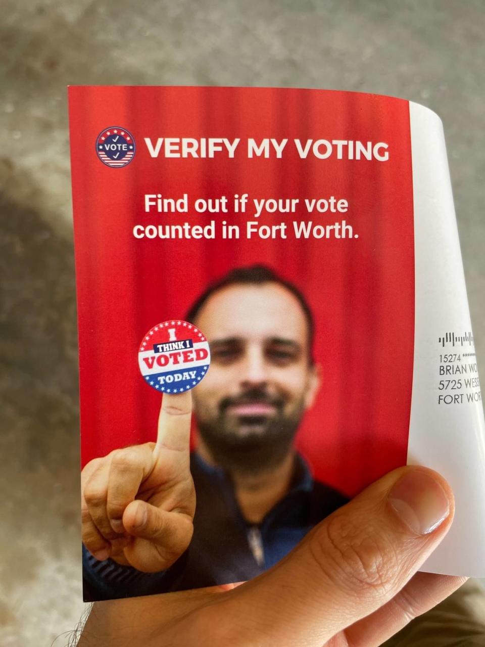 In 2021, some Fort Worth residents received pamphlets asking them to "verify" their vote. The website was not secure and county officials recommended not responding.