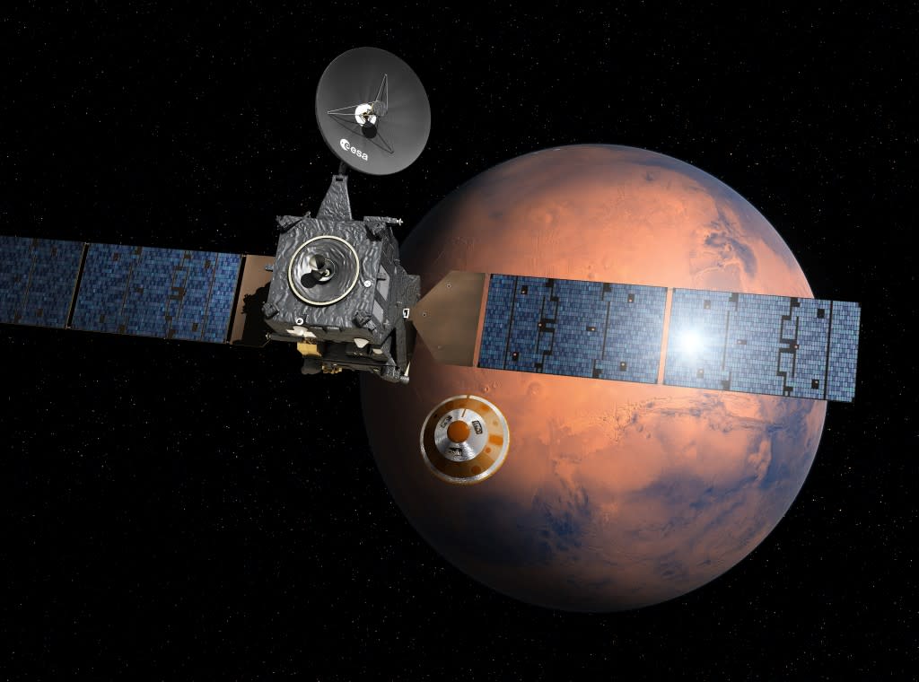 exomars 2016 Schiaparelli separating from Trace Gas Orbiter esa