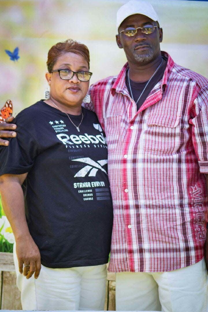 Debra Washington, left, poses for a photo beside her husband, Sam Washington, right. Debra died recently inside her Quincy home in what local law enforcement suspect was a fentanyl overdose.