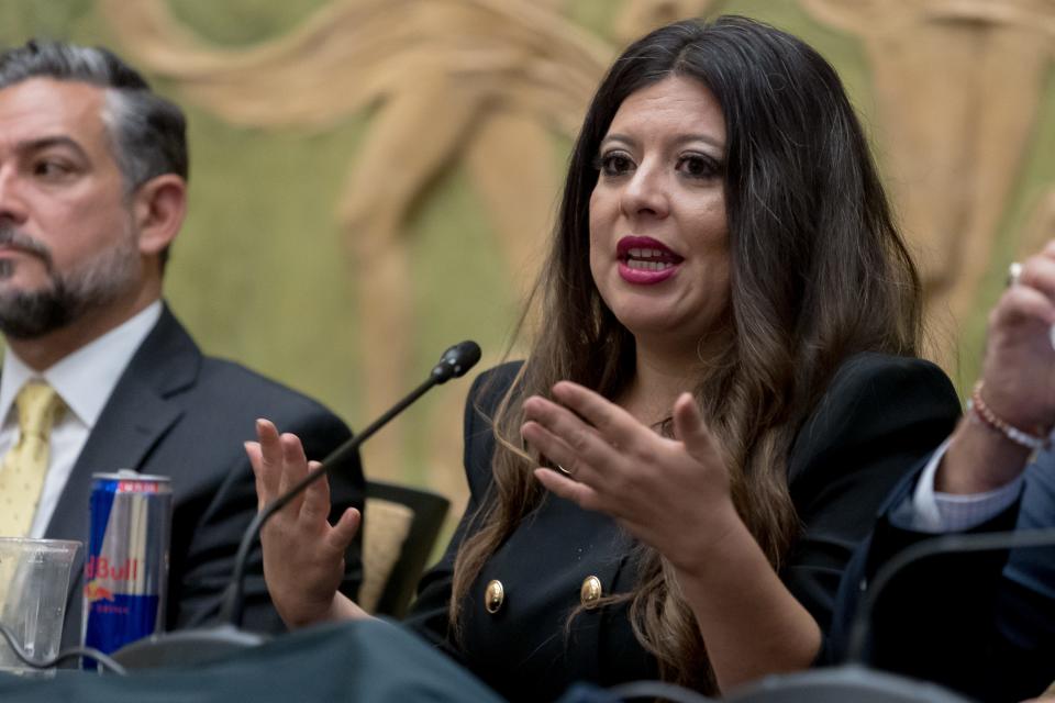 Rep. Mary Gonzalez speaks at the 88th Legislative Session Wrap-Up hosted by the El Paso Chamber on Tuesday, Aug. 8, 2023, at the El Paso Community Foundation Room in Downtown El Paso.