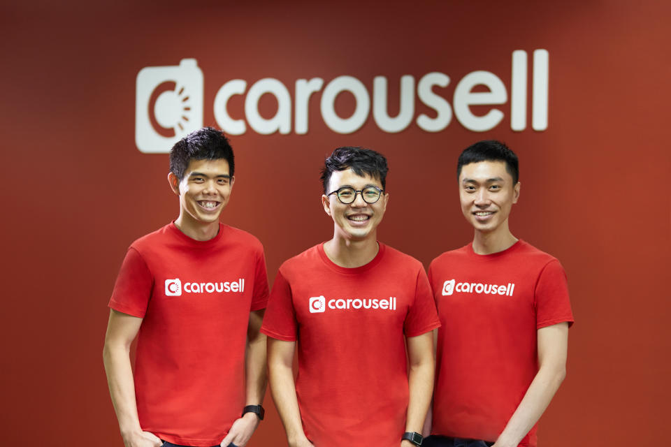 Carousell co-founders (from left) Quek Siu Rui, Marcus Tan and Lucas Ngoo. (PHOTO: Carousell)