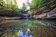 <p>In South Logan, Ohio you can find the waterfall at Old Man's Cave in Hocking Hills State Park.</p>