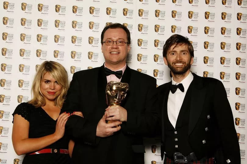 Billie Piper, Russell T Davies and David Tennant in 2006