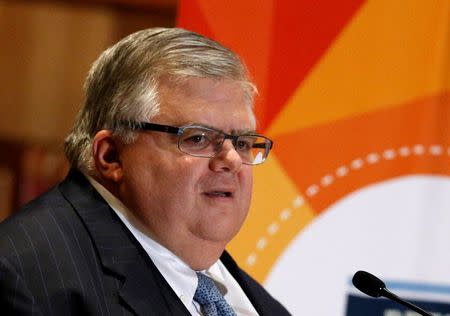 Mexico's central Bank Governor Agustin Carstens speaking at an event in Mexico City, Mexico May 31, 2016. REUTERS/Henry Romero/File