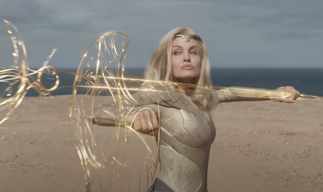 Angelina Jolie as the Eternal, Thena, in Marvel Studios' Eternals.