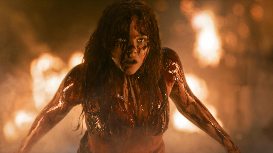 This photo released by Sony Pictures shows Chloe Moretz in a scene from the horror film, "Carrie." (AP Photo/Sony Pictures)