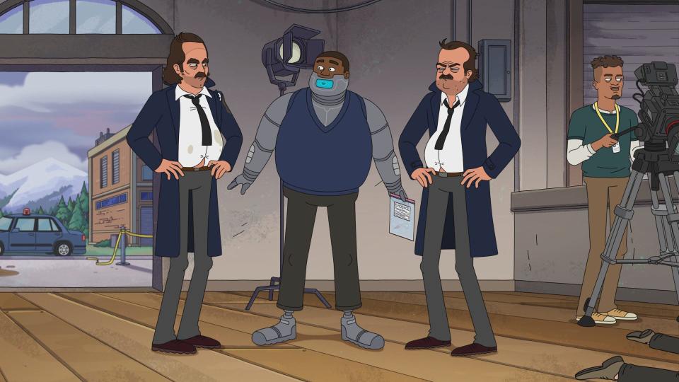 In the animated Fox-TV show 'Grimsburg', a film crew comes to Grimsburg to document Flute’s ongoing murder investigation for a true crime series.