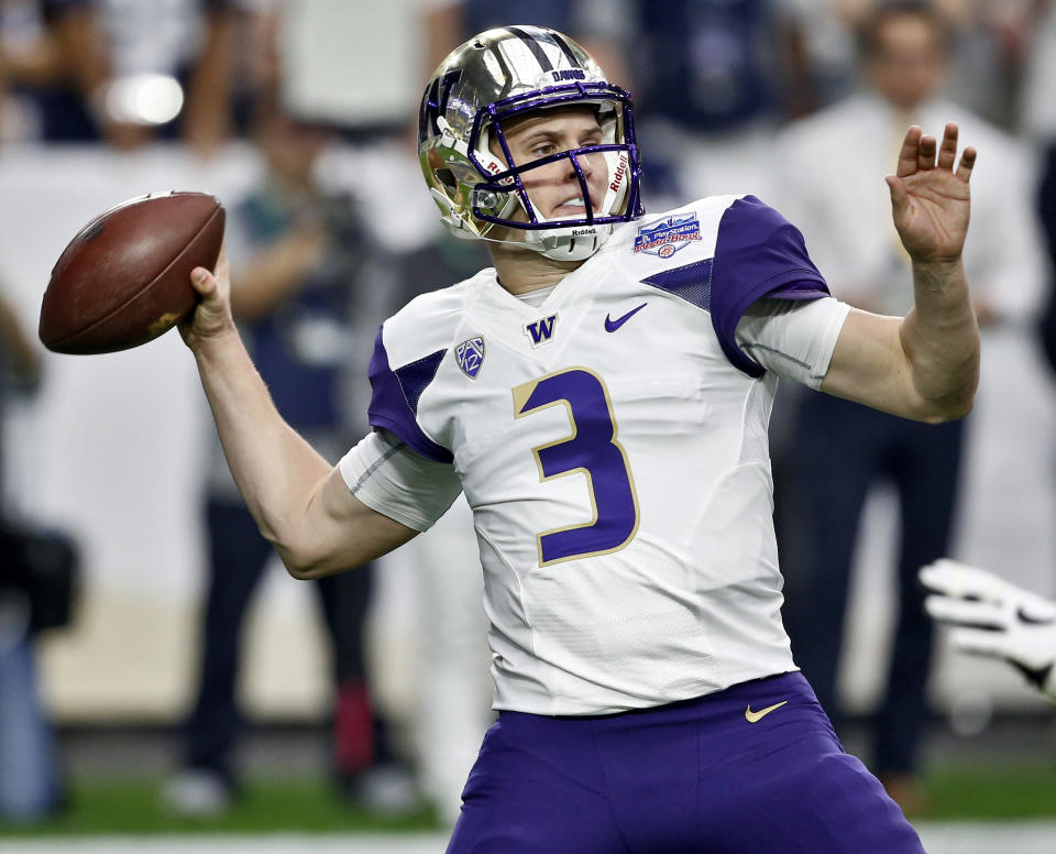 Jake Browning and the Washington Huskies face a key opening-week test against Auburn in Atlanta. (AP)