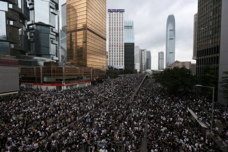 Protesters demonstrate against a proposed extradition bill in Hong Kong