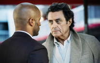 <p>Ricky Whittle as Shadow Moon and Ian McShane as Mr Wednesday in Starz’ <i>American Gods</i>.<br><br>(Photo: Starz) </p>