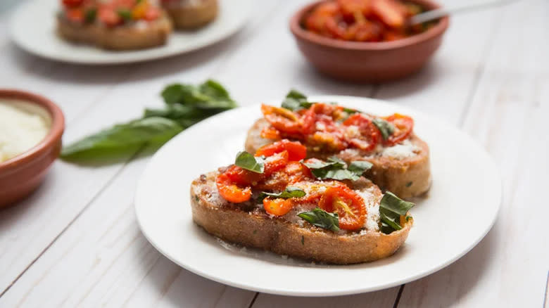 Savory French toast on plate 