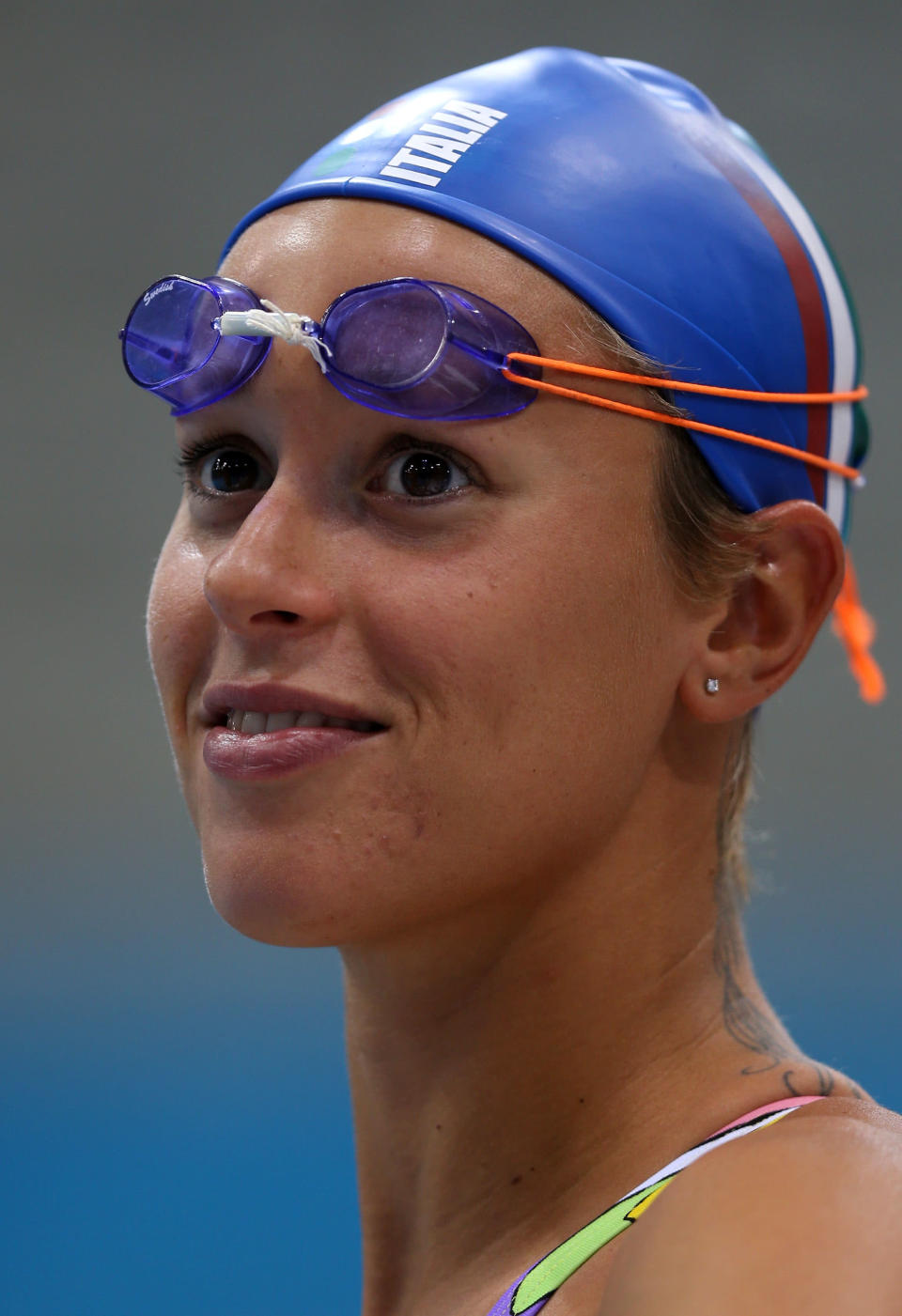 Federica Pellegrini of Italy in action during a practice session ahead of the London 2012 Olympic Games at the Aquatics Centre in Olympic Park on July 27, 2012 in London, England. (Photo by Clive Rose/Getty Images)