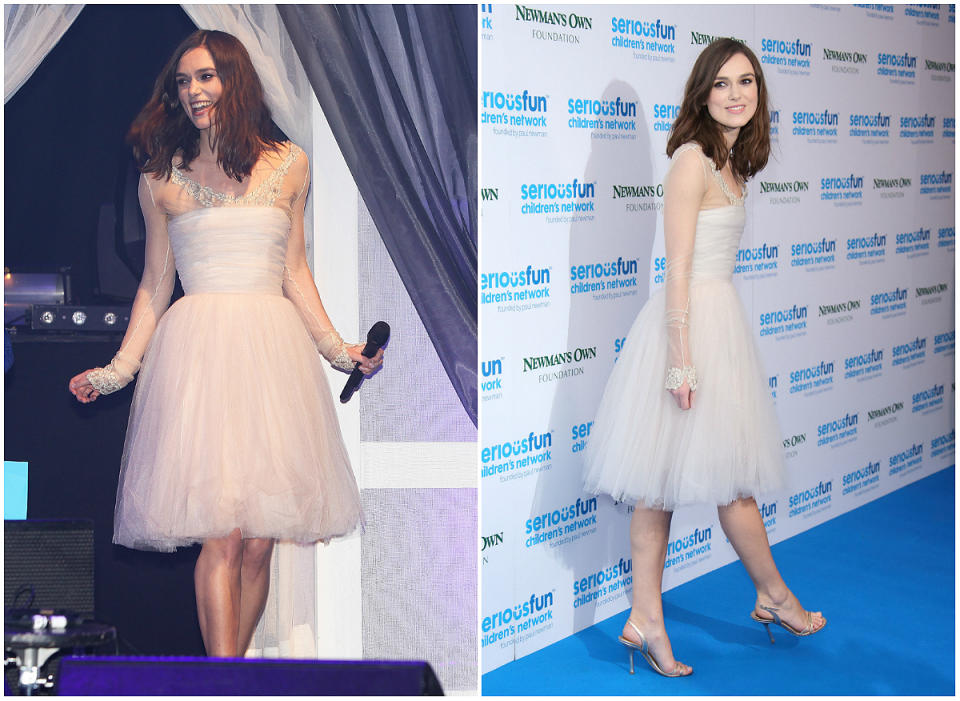 <p><strong>Wann: 3. Dez. 2013</strong><br> Keira Knightley recycelte ihr trägerloses pinkes Hochzeitskleid mit Mieder für eine Charity-Gala! Die Schauspielerin kombinierte das Kleid im Ballerina-Look mit goldenen Riemchensandalen und offener Mähne. (<em>Bilder: Getty</em>) </p>