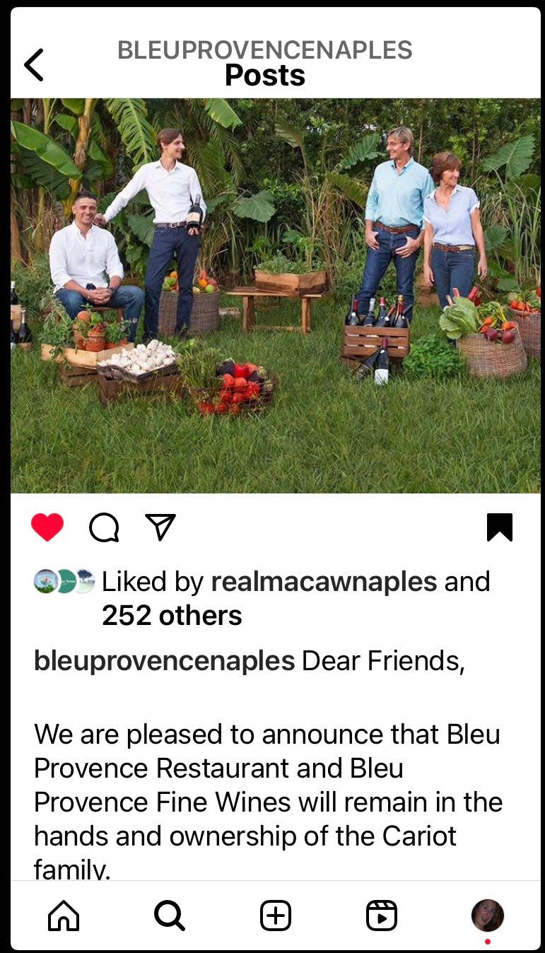 The Cariot family reassumes the helm of Bleu Provence.