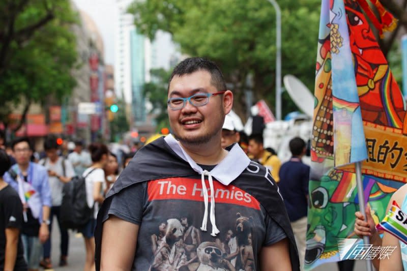 20170524-圖中為四叉貓 青島東路上挺同民眾 同性戀 婚姻平權 同志（盧逸峰攝）