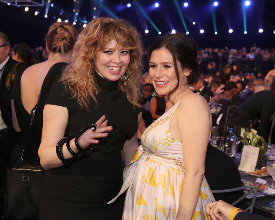 Natasha Lyonne, left, has come forward to support her co-star Yael Stone. Here are the women pictured together at an awards show earlier this year. Stone welcomed a daughter in May. (Photo: Christopher Polk/Getty Images for Turner)