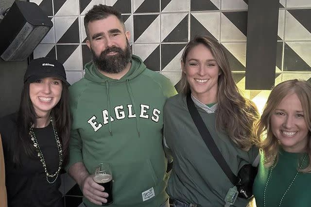 <p>Maura Boyce/Instagram</p> Jason Kelce and Kylie Kelce celebrate St. Patrick's Day
