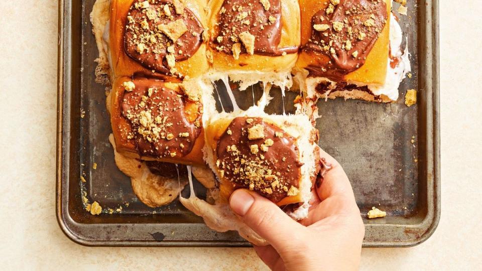 pull apart smores sliders on a sheet tray
