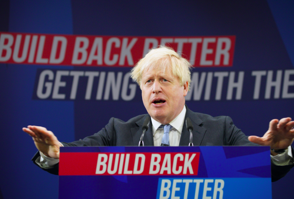 Boris Johnson has given his first in-person speech at Tory conference since winning the 2019 general election. (PA)