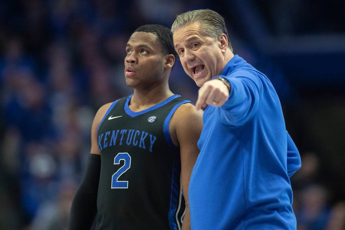 Kentucky Coach John Calipari and point guard Sahvir Wheeler are at the controls of an offense that ranks 13th in the country in adjusted offensive efficiency in the Pomeroy Ratings.