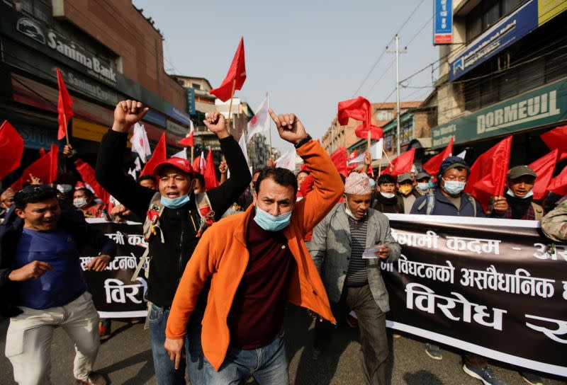 Protest against the dissolution of parliament in Kathmandu