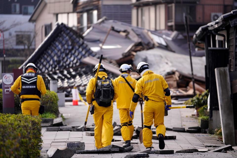 2024年1月6日，日本石川縣輪島市地震後狀況。美聯社