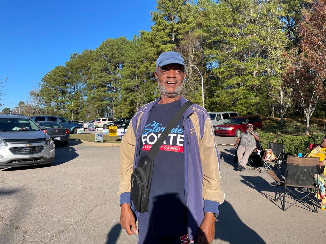 Otis Allen, 73, has worked as a poll greeter for the Democratic Party for nearly 20 years.