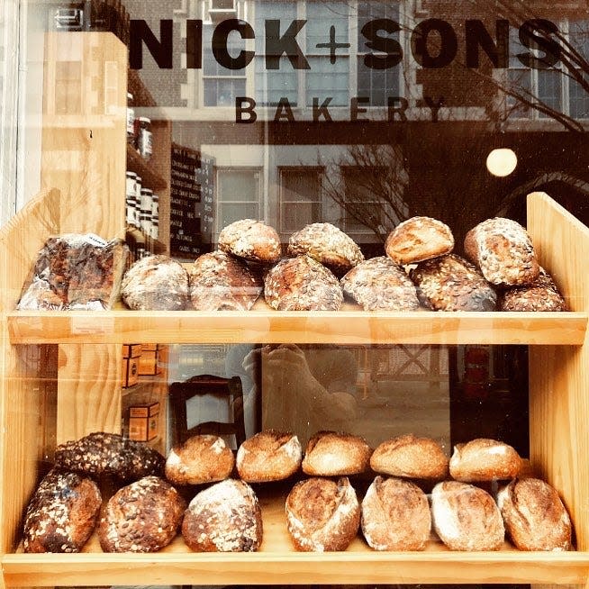 Fresh bread in the window of Nick + Sons Bakery in Brooklyn, which has a second location in Spring Lake.
